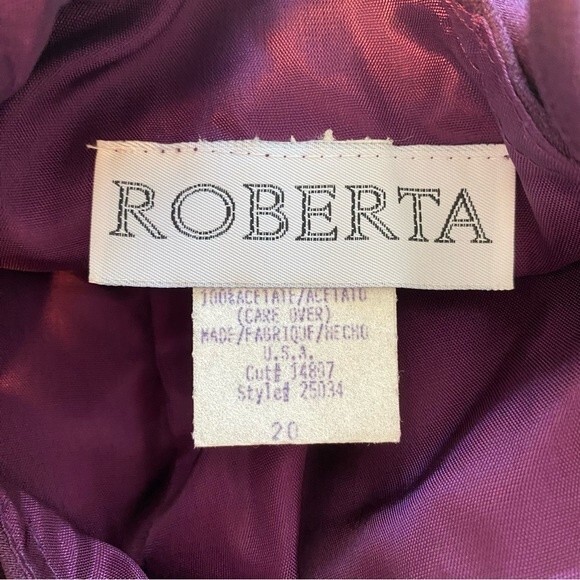 Formal Dress Maxi Purple Rhinestone Cut Out Lace Pleat Sexy Roberta SZ 20 - Picture 10 of 14